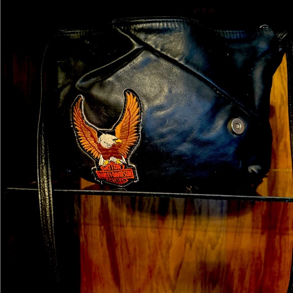 Genuine Harley Davidson Leather Purse with brass bugles and beads on the fringe. - Picture 2 of 3